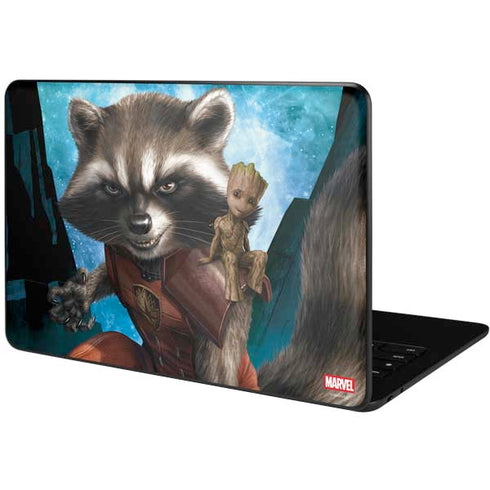 Marvel Rocket and Baby Groot Cosmic Bond Google Pixelbook Go Skin